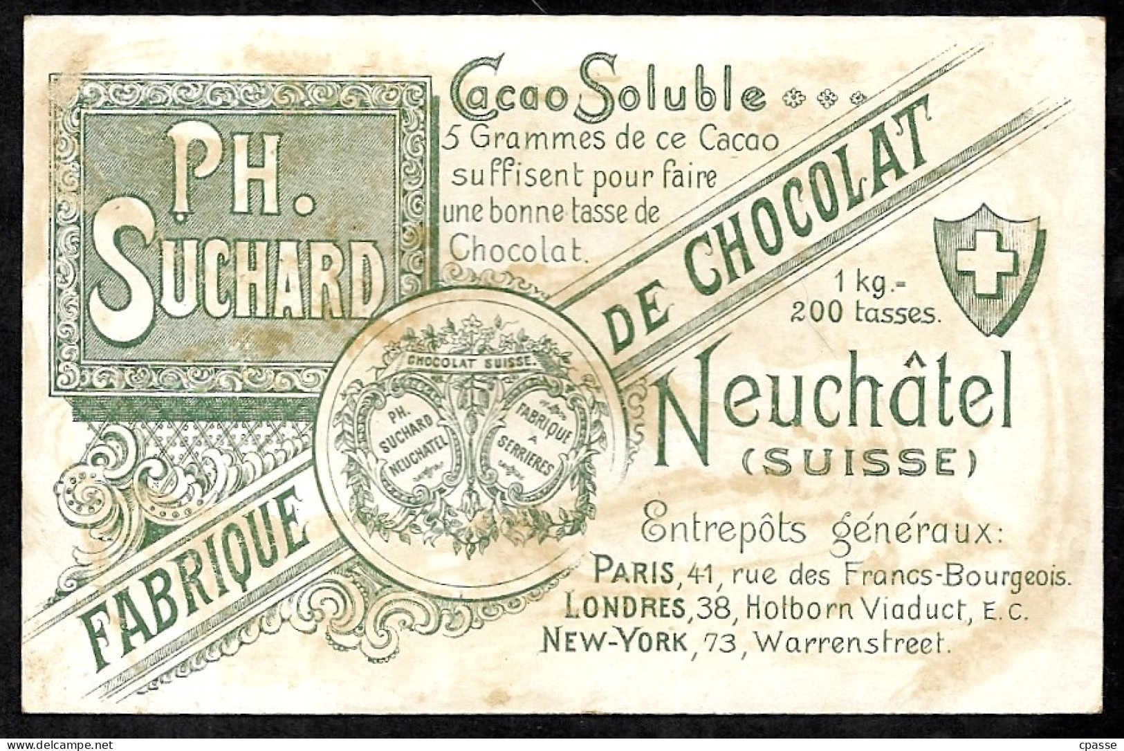 CHROMO XIXe CHOCOLAT SUCHARD De NEUCHÂTEL Suisse - Enfants, Petit Déjeuner - Suchard