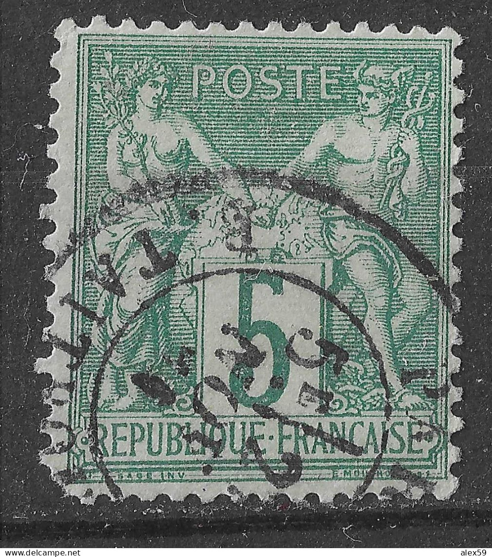 Lot N°98 N°75,Oblitéré Cachet à Date PARIS 22 R.TAITBOUT (coin Gauche Arraché) - 1876-1898 Sage (Type II)