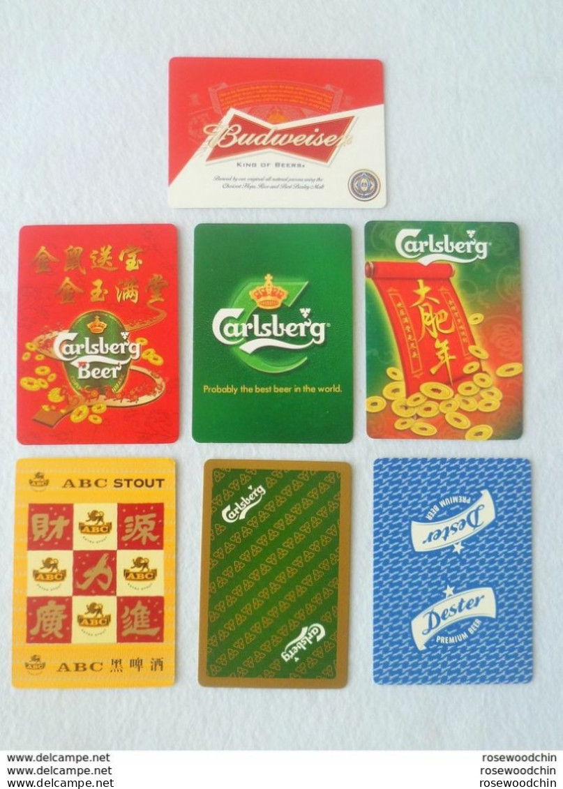 Set Of 7 Pcs. Mixed Single Playing Card - Carlsberg Beer, Dester, ABC Stout, Budweiser (#202) - Cartes à Jouer Classiques