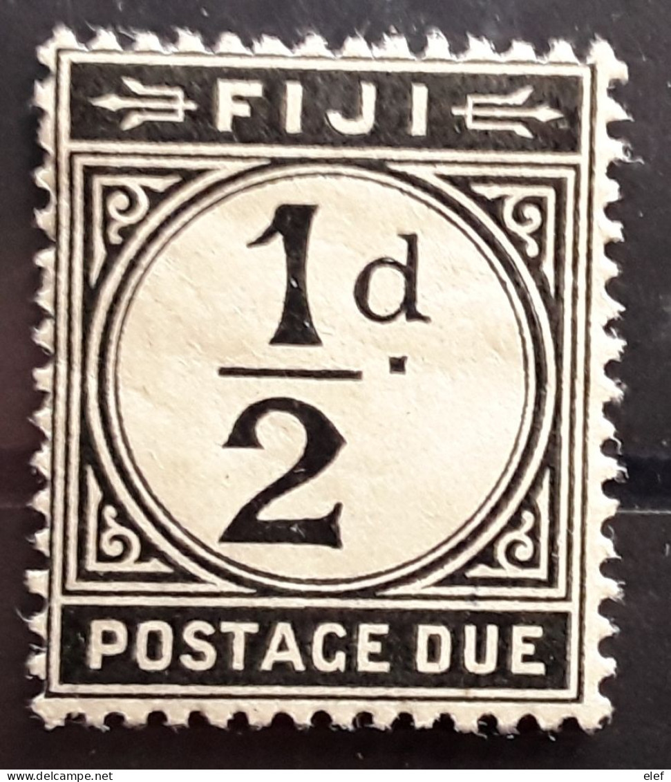 FIJI FIDJI 1918 POSTAGE DUE Taxe , Yvert No 6 , 1/2 Half Penny Noir Neuf * MH TB - Fidji (...-1970)