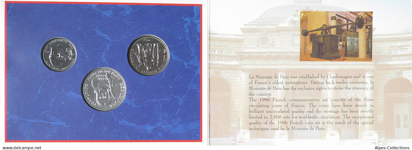 F5200.15 - COFFRET BU - 1996 - 1 Franc, 5 Francs Et 100 Francs - BU, BE & Coffrets