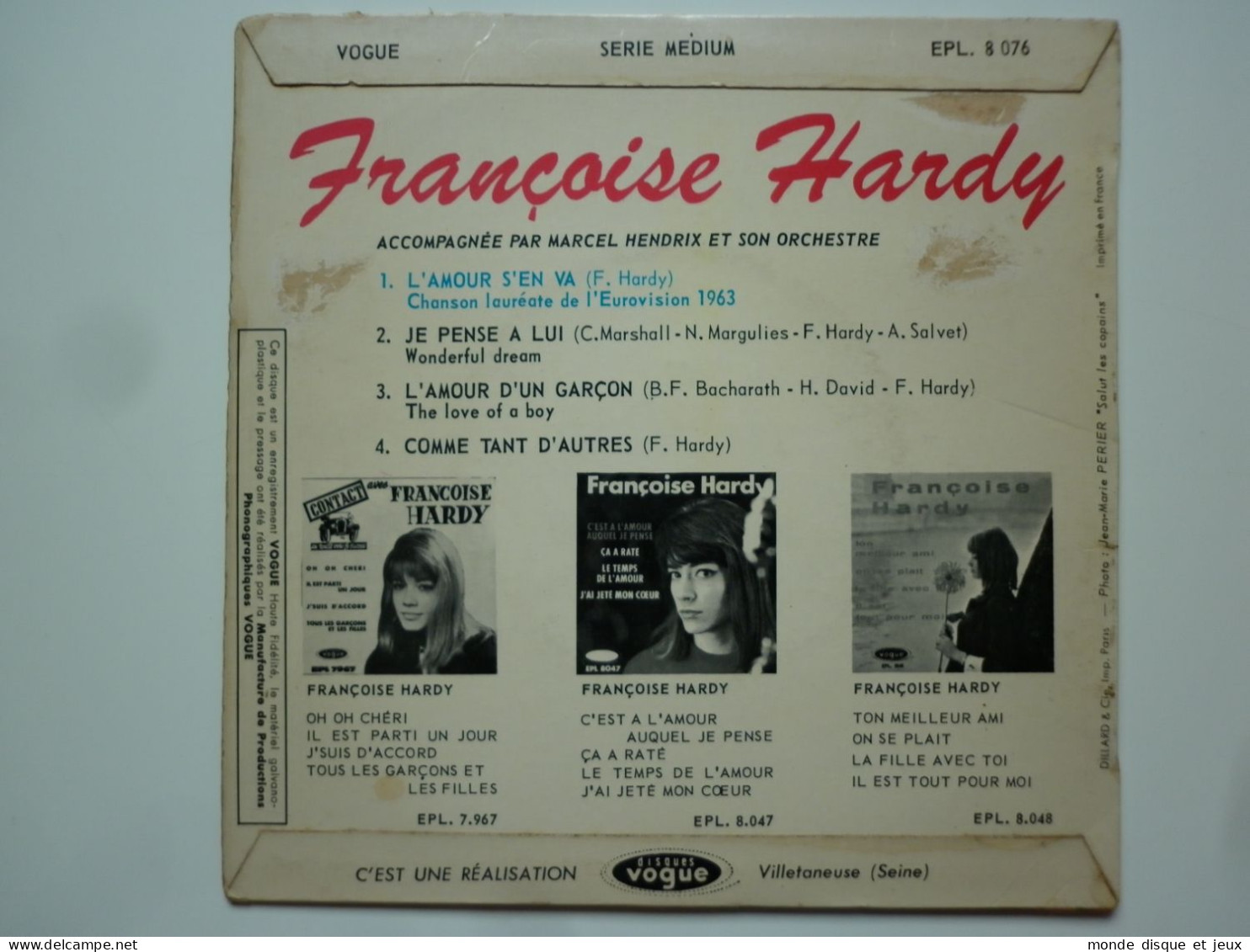 Françoise Hardy 45Tours EP Vinyle L'amour S'en Va / Comme Tant D'autres - 45 Rpm - Maxi-Singles