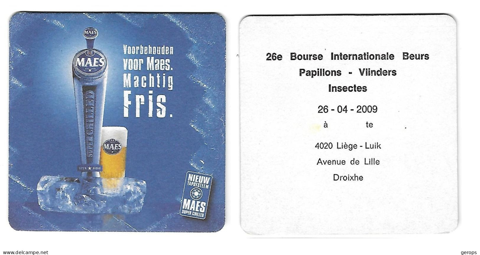 268a Brij. Maes Waarloos Rv 26e Int. Beurs Vlinders Luik 2009 - Beer Mats