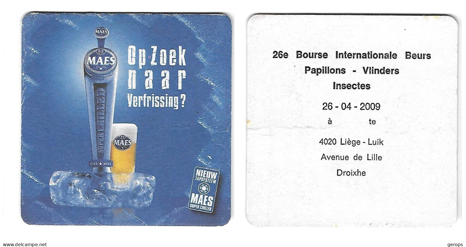 270a Brij. Maes Waarloos Rv 26e Int. Beurs Vlinders Luik 2009 ( Plooi Vlek) - Bierviltjes