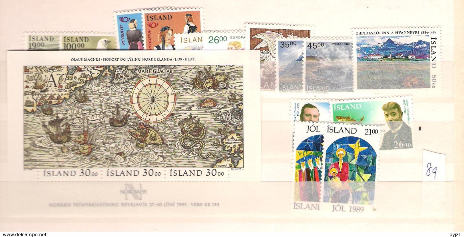 1989 MNH Iceland, Year Complete, Postfris** - Années Complètes