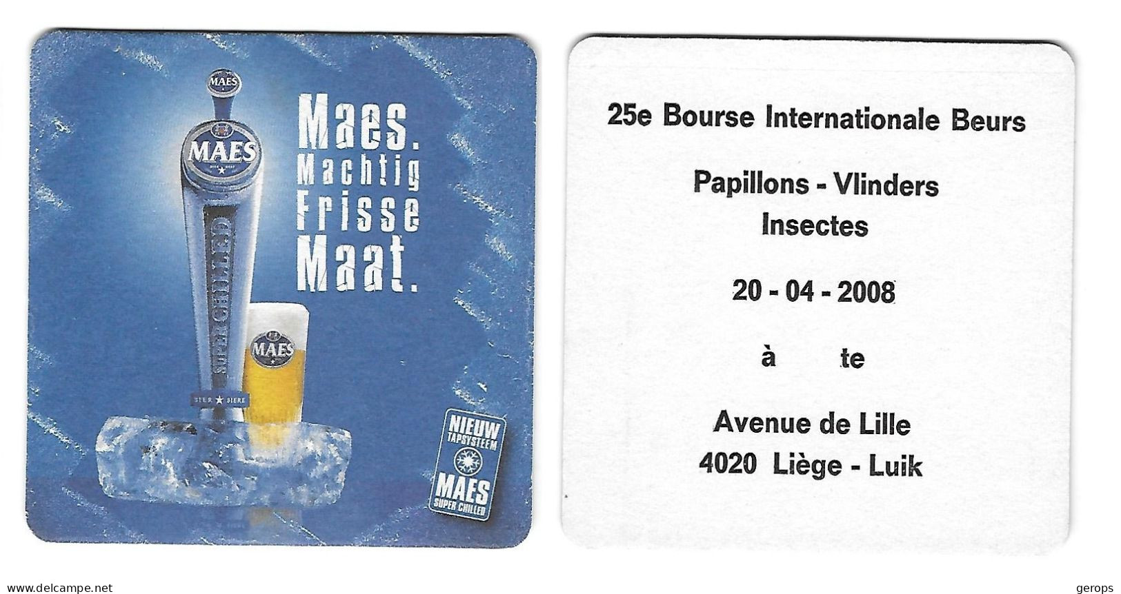 276a Brij. Maes Waarloos Rv 25e Int.  Beurs Vlinders Luik 2008 - Beer Mats