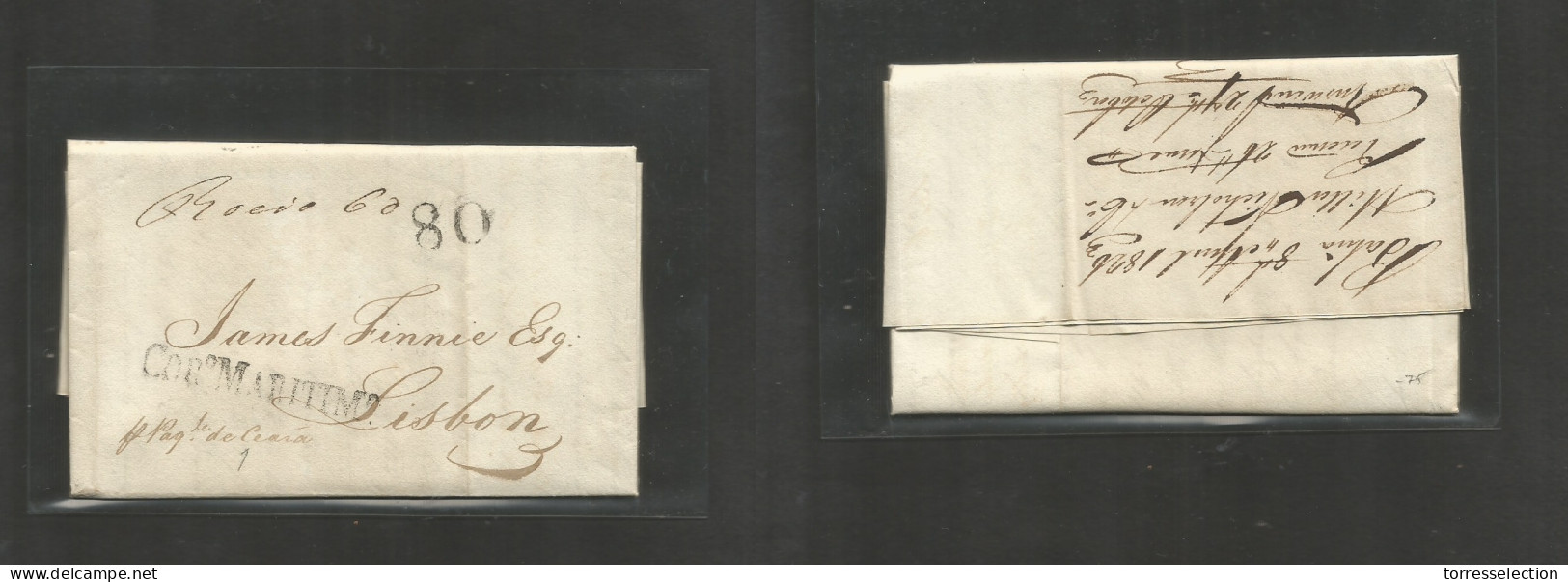 Brazil - Stampless. 1826 (8 Apr) Bahia - Portugal, Lisbon (26 June) EL With Text Endorsed "per Paquete De Ceara" Stline  - Autres & Non Classés