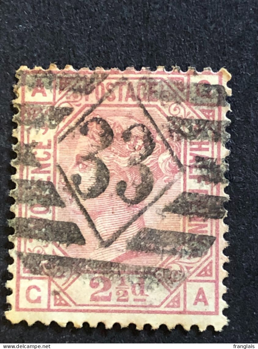 GREAT BRITAIN  SG 141  2½d Rosy-mauve, Plate 9, Orb Wmk  CV £85 - Used Stamps