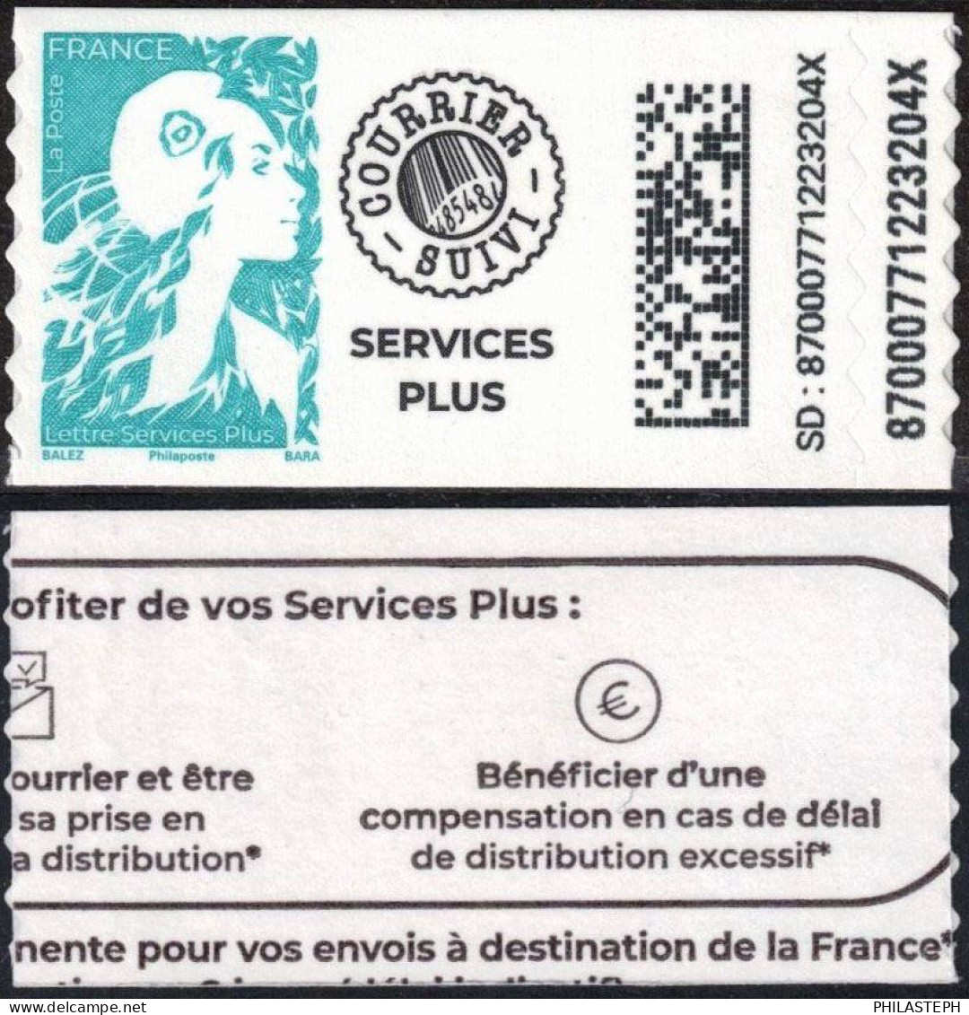 FRANCE 2023 - Marianne De L'Avenir - SERVICES PLUS Adhésif De Carnet - YT 2359a Neuf - (service Plus) - Unused Stamps