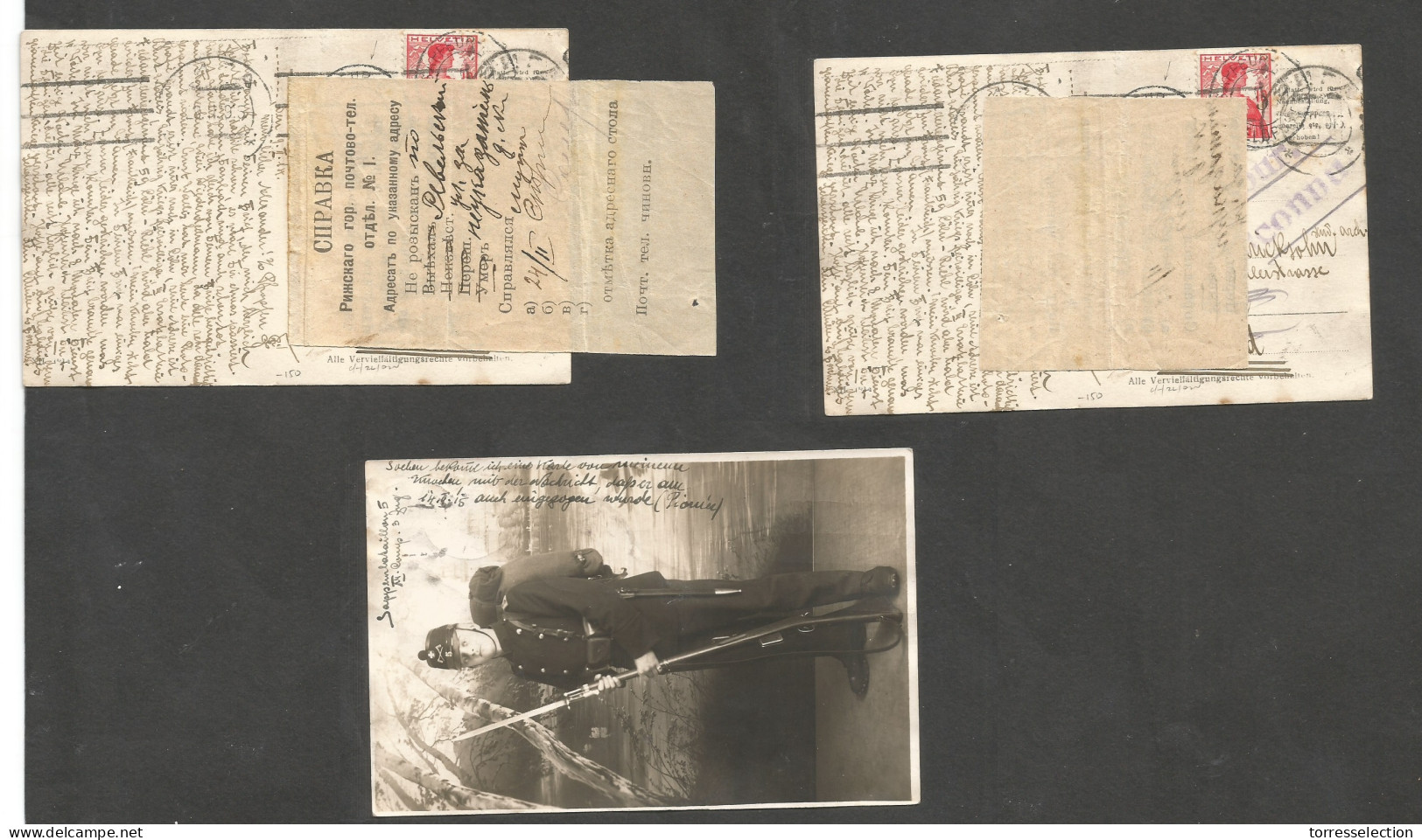 Switzerland - XX. 1914 (19 Febr) Bern - Rusia, Riga (Latvia) Fkd Soldier Photo Ppc, Military WWI Swiss Feldpost 5 Cachet - Sonstige & Ohne Zuordnung