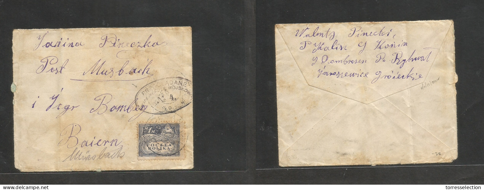 POLAND. 1920 (8 June) Yarosservice - Germany, Bayern. End Of WWI Fkd Depart Polish Censored Envelope. Interesting. - Autres & Non Classés