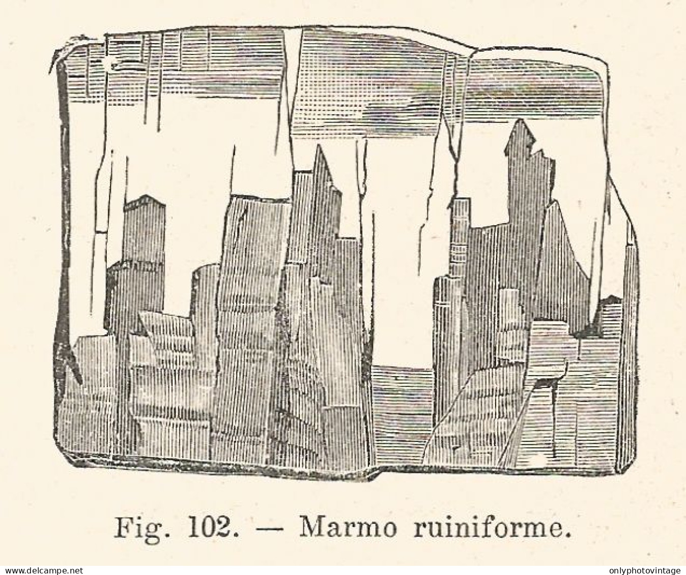 Marmo Ruiniforme - Xilografia D'epoca - 1928 Old Engraving - Stiche & Gravuren