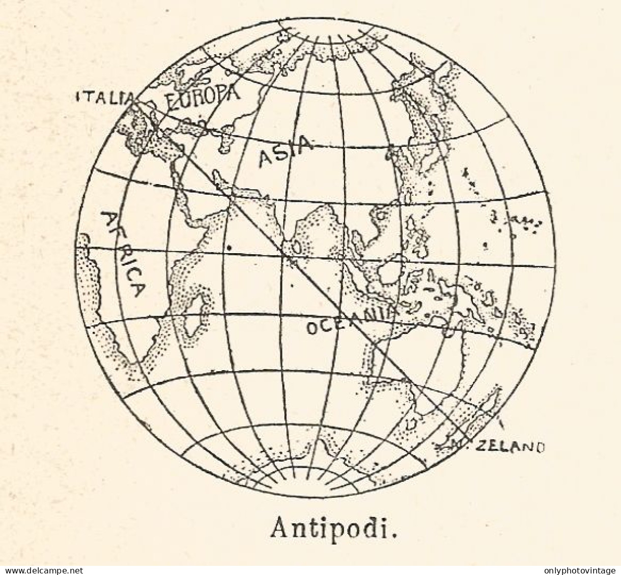 Antipodi - Xilografia D'epoca - 1924 Old Engraving - Estampes & Gravures