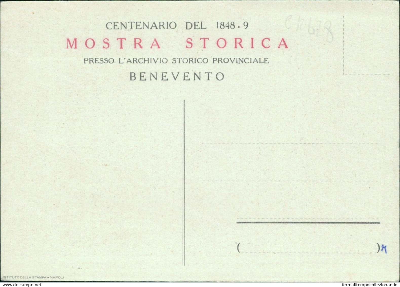 Cr628 Cartolina Benevento  Mostra Storica Nel 1848 Sede Delegazione Apostolica - Benevento