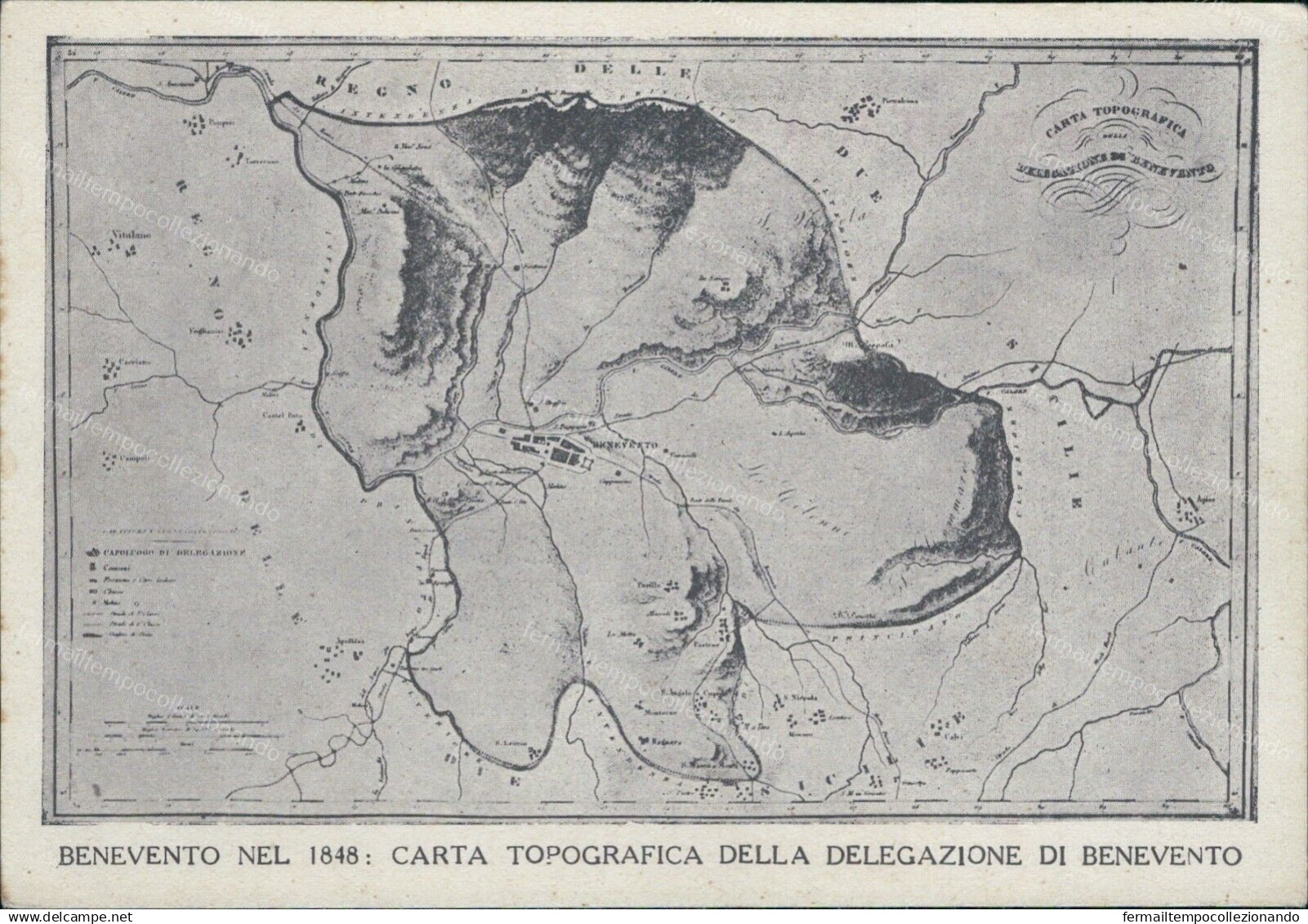 Cr631 Cartolina Benevento  Citta'  Mostra Storica Nel 1848 Carta Topografica - Benevento