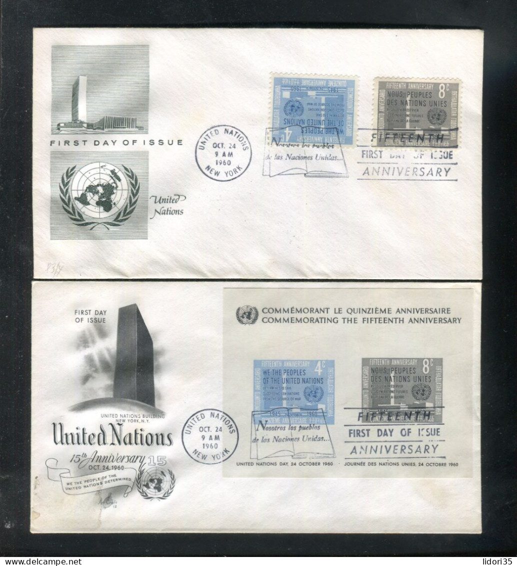 "UNO-N.Y." 1960, Mi. 90A/91A Sowie Block 2 Auf 2 FDC (L2048) - FDC