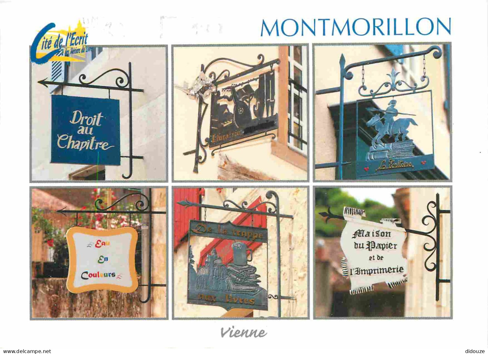 Enseignes - Montmorillon - Enseignes Au Cœur De La Cité De L'écrit - Multivues - CPM - Flamme Postale De Montmorillon 86 - Sonstige & Ohne Zuordnung