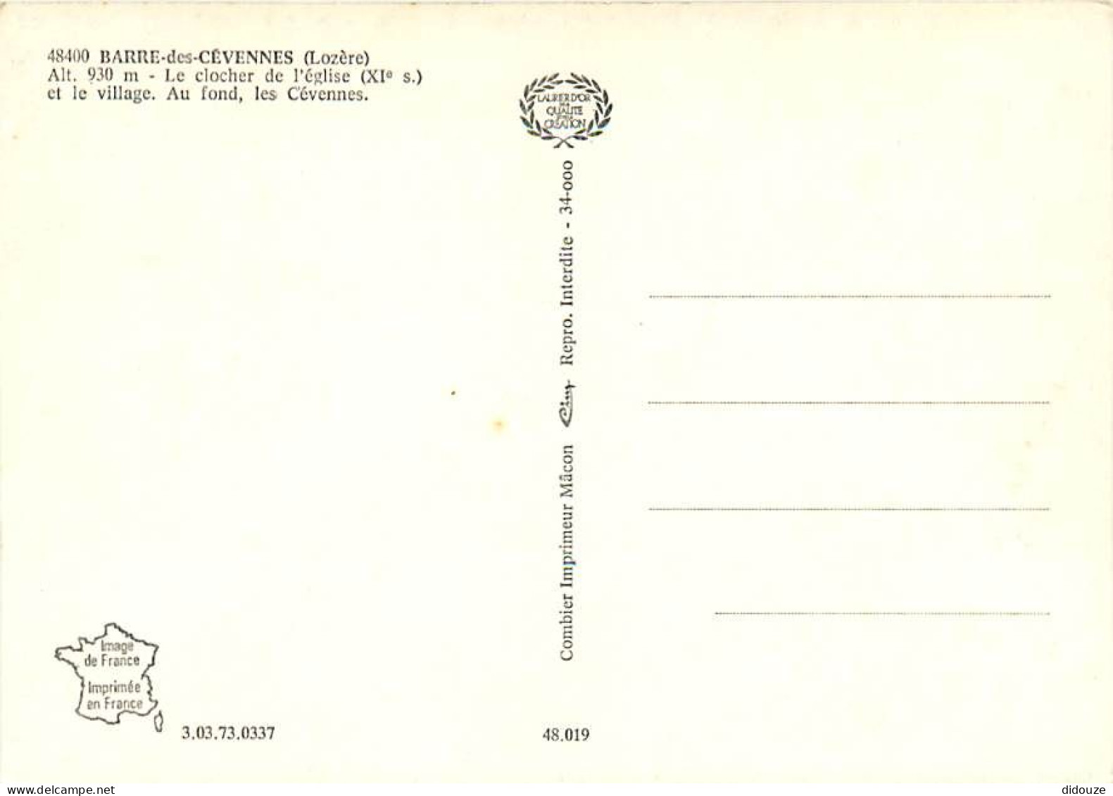 48 - Barre Des Cévennes - Le Clocher De L'église Et Le Village. Au Fond, Les Cévennes - CPM - Carte Neuve - Voir Scans R - Andere & Zonder Classificatie