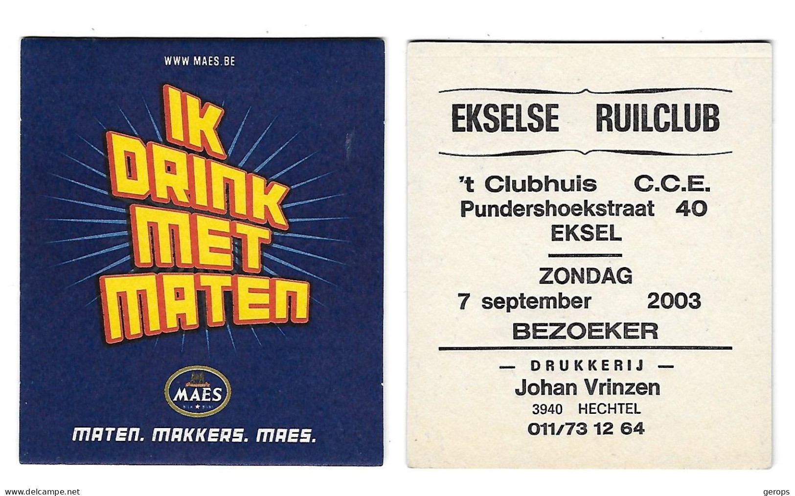 289a Brij. Maes Waarloos Rv Ekselse Ruilclub 7 Sept. 2003 - Bierviltjes