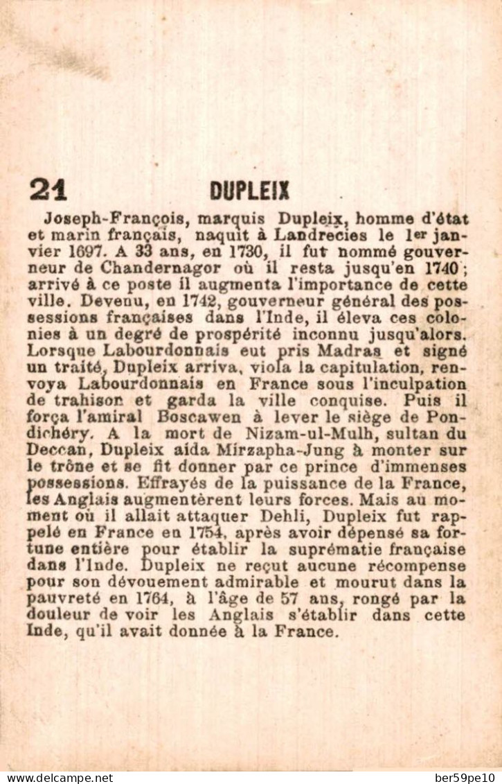 CHROMO DUPLEIX HOMME D'ETAT ET MARIN FRANCAIS N° 21 - Autres & Non Classés