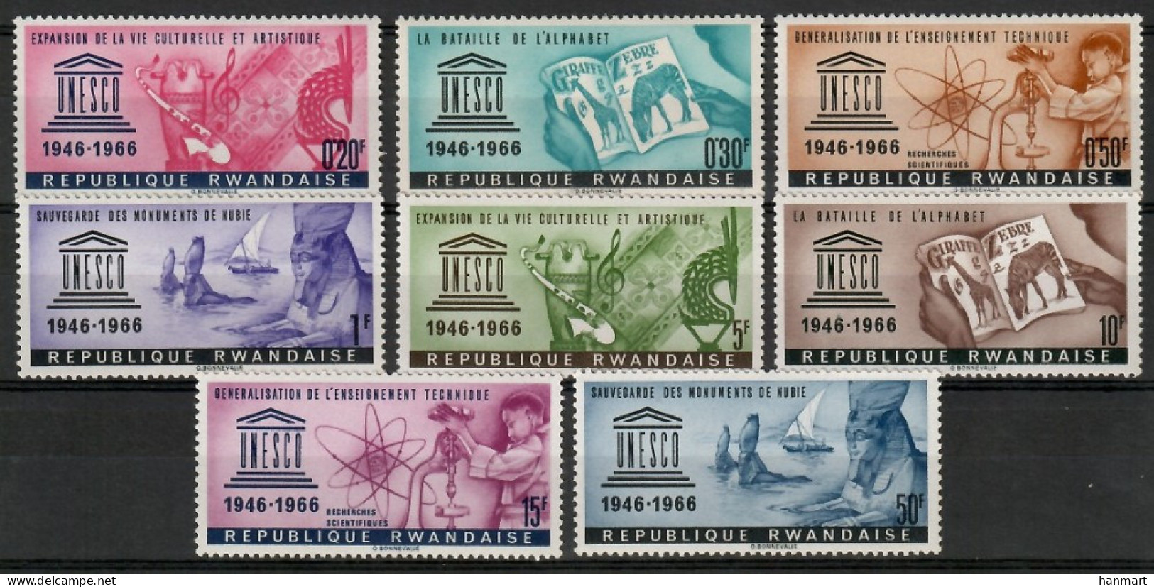 Rwanda 1966 Mi 193-200 MNH  (ZS4 RWN193-200) - UNESCO