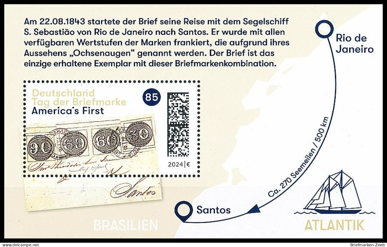 BRD MiNr. Block 93 (3822) ** Serie Tag Der Briefmarke: America's First, Postfr. - 2021-…