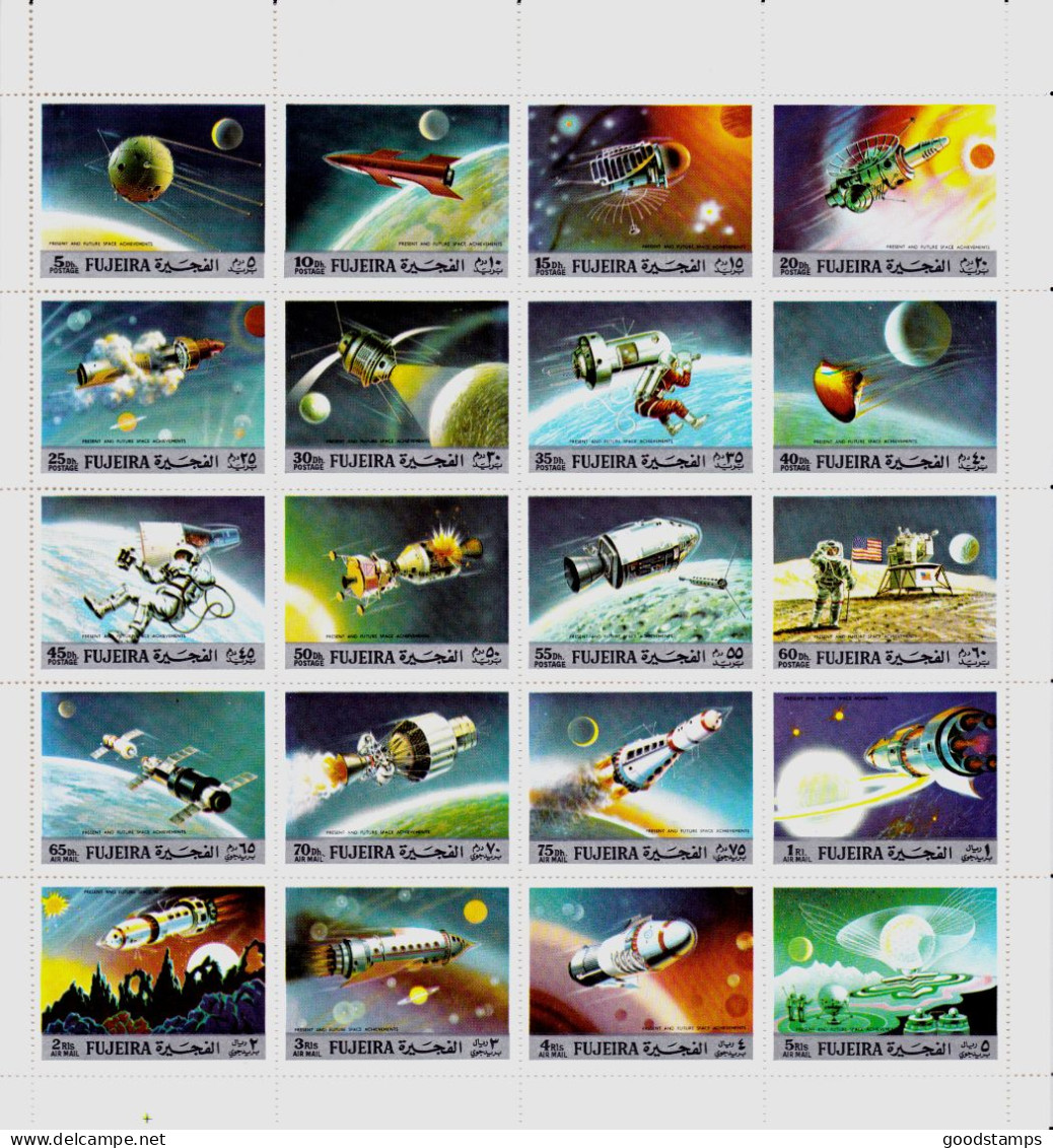 1972 Fujeira "Missions - Outer Space", Mi. 957/976, Series 20 Values In Block, MNH , CV 12 Euro - Fujeira