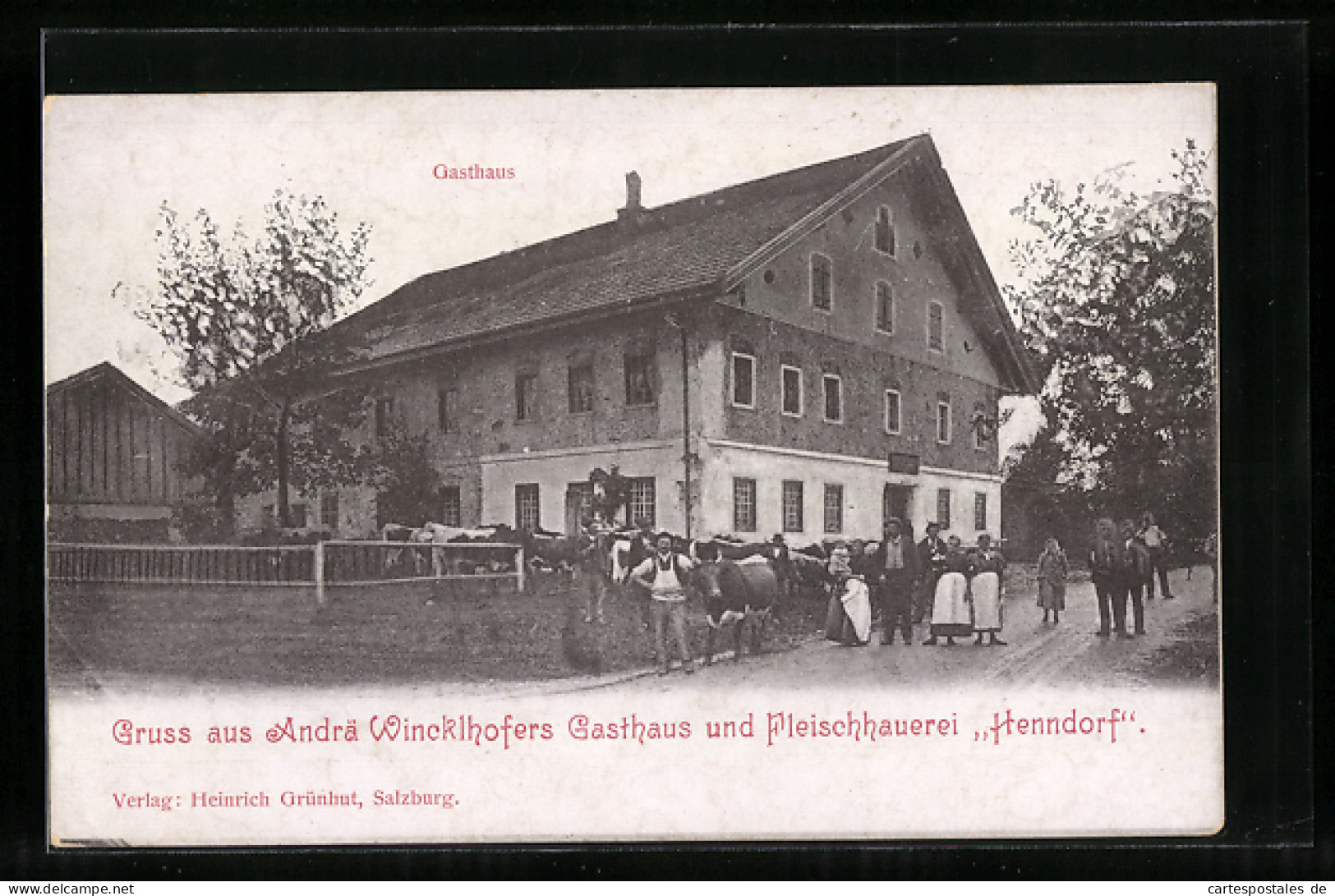 AK Henndorf Am Wallersee, Andrä Wincklhofers Gasthaus Und Fleischhauerei  - Sonstige & Ohne Zuordnung