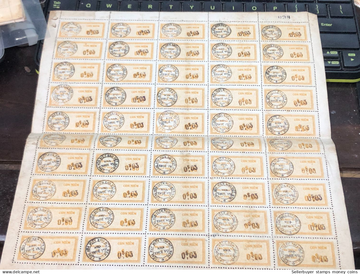 Vietnam South Sheet Stamps Before 1975(0$03 Wedge Overprint) 1 Pcs 50 Stamps Quality Good - Collections