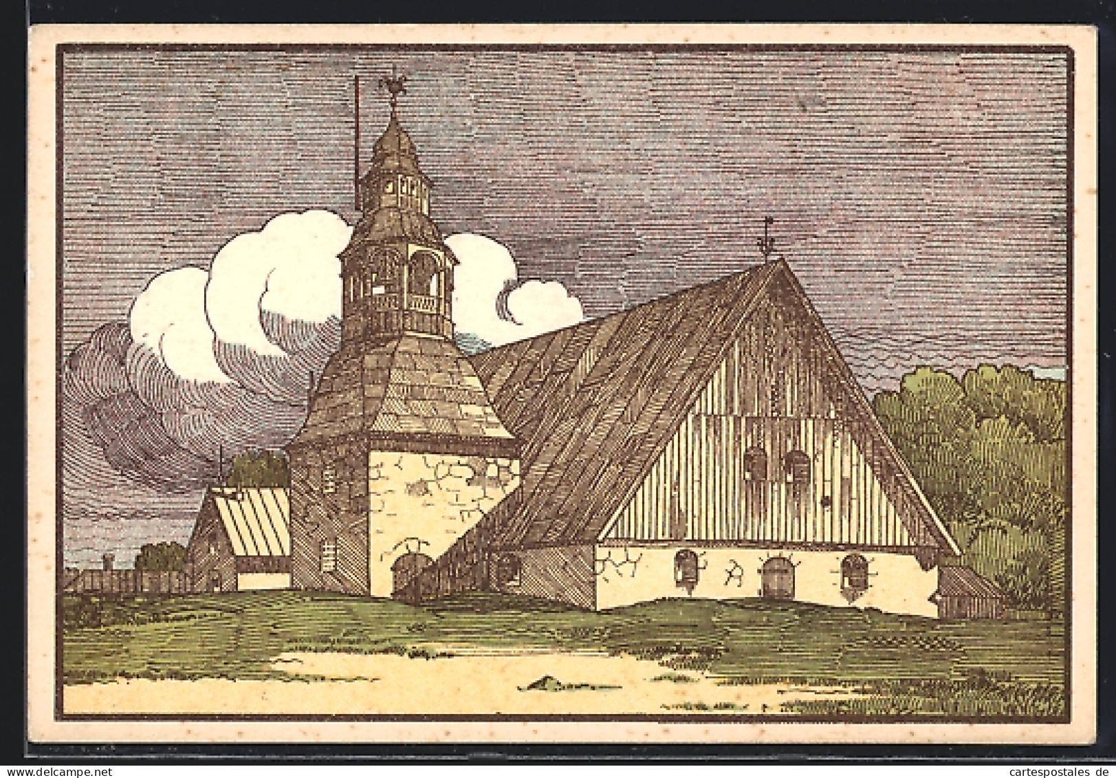 Künstler-AK Nystad, Gamla Kyrka  - Finnland