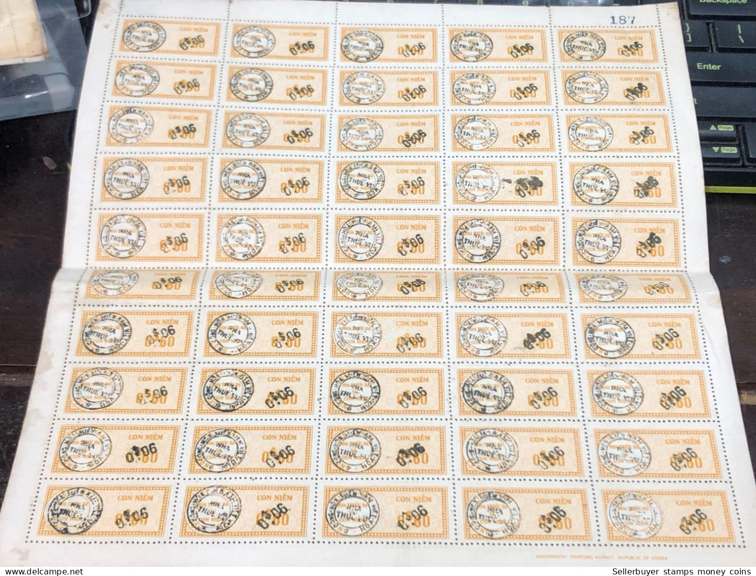 Vietnam South Sheet Stamps Before 1975(0$06 Wedge Overprint) 1 Pcs 50 Stamps Quality Good - Collections