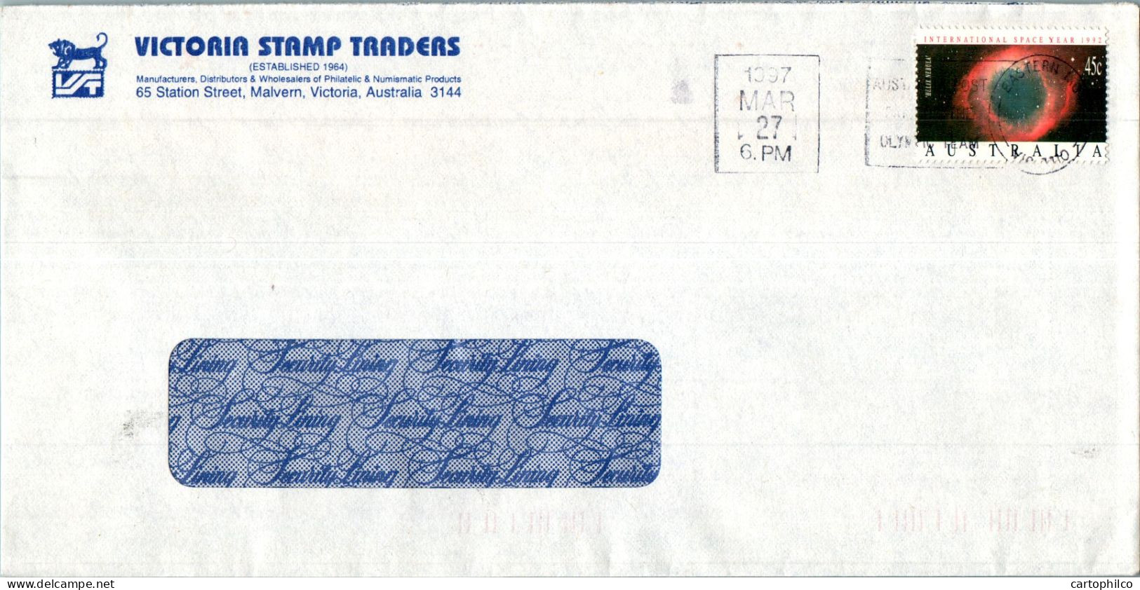 Australia Cover Nebula Cosmos Victoria Stamp Traders Malvern - Brieven En Documenten