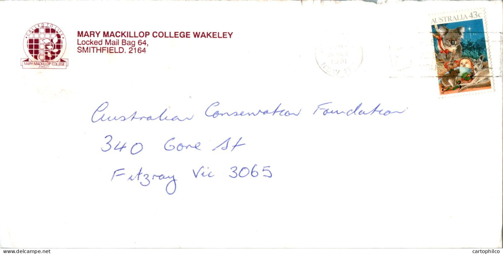 Australia Cover Koala Kangaroo Mary Mackillop College Wakeley To Fitzroy - Cartas & Documentos