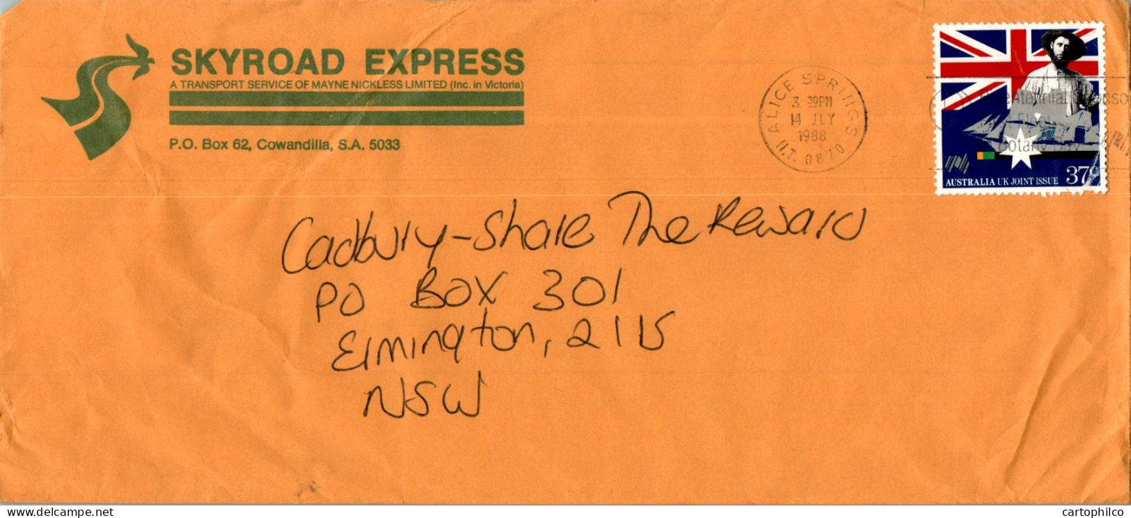 Australia Cover Joint Issue Skyroad Express To Ermington - Lettres & Documents