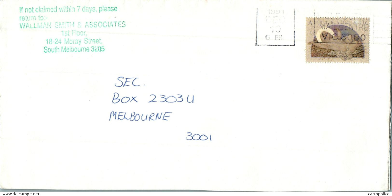 Australia Cover Angel Wallman Smith  To Melbourne - Lettres & Documents