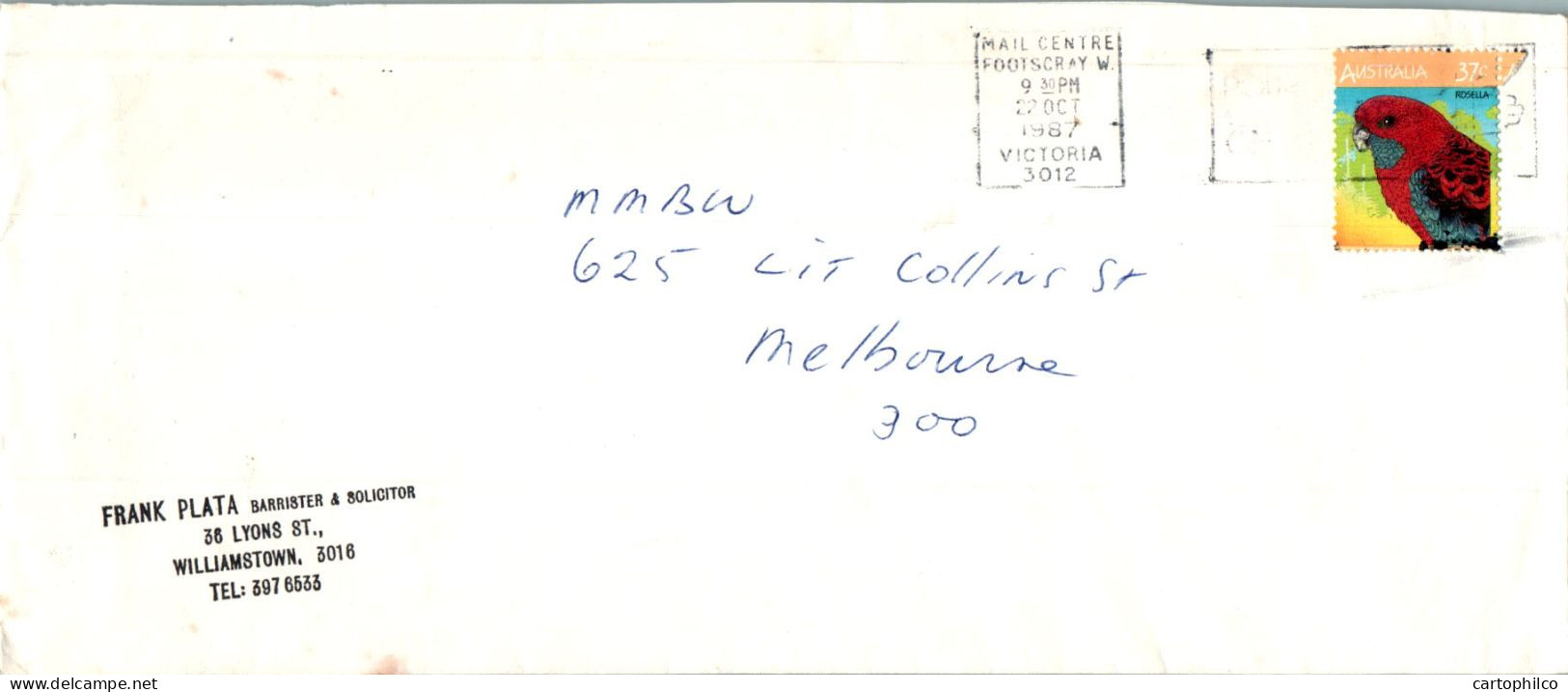 Australia Cover Rosella Parto Frank Lata Barrister & Solicitor Melbourne - Briefe U. Dokumente