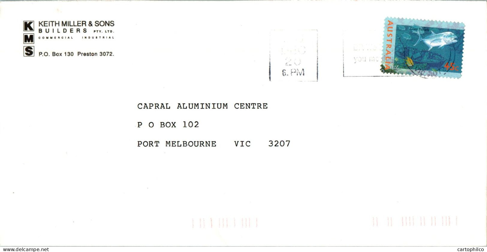 Australia Cover Fish KMS Keith Miller & Sons  To Melbourne - Cartas & Documentos