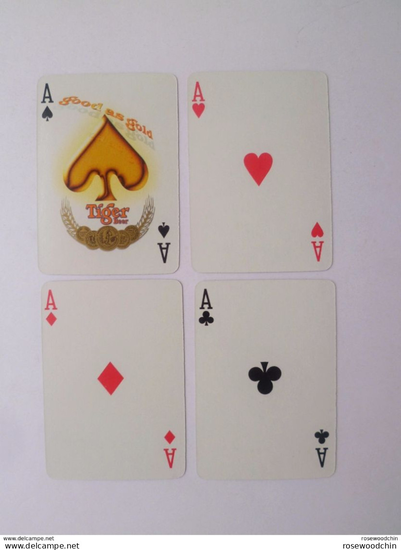 Set Of 4 Pcs. Tiger Beer Good As Gold  Single Playing Card - Ace Of Spades, Hearts, Clubs, Diamonds (#2) - Cartes à Jouer Classiques