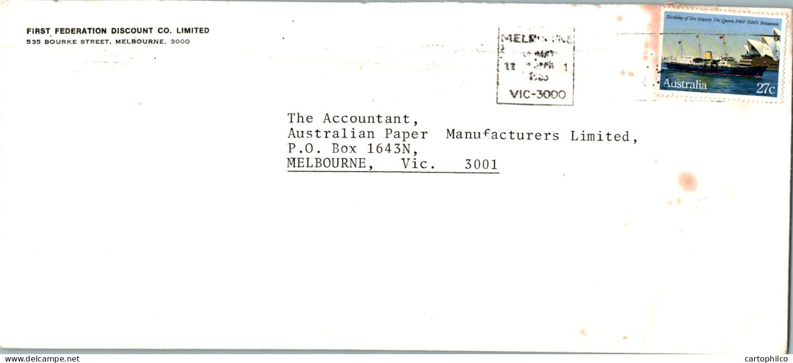 Australia Cover HMY Britannia First Federation Discount  To Melbourne - Covers & Documents