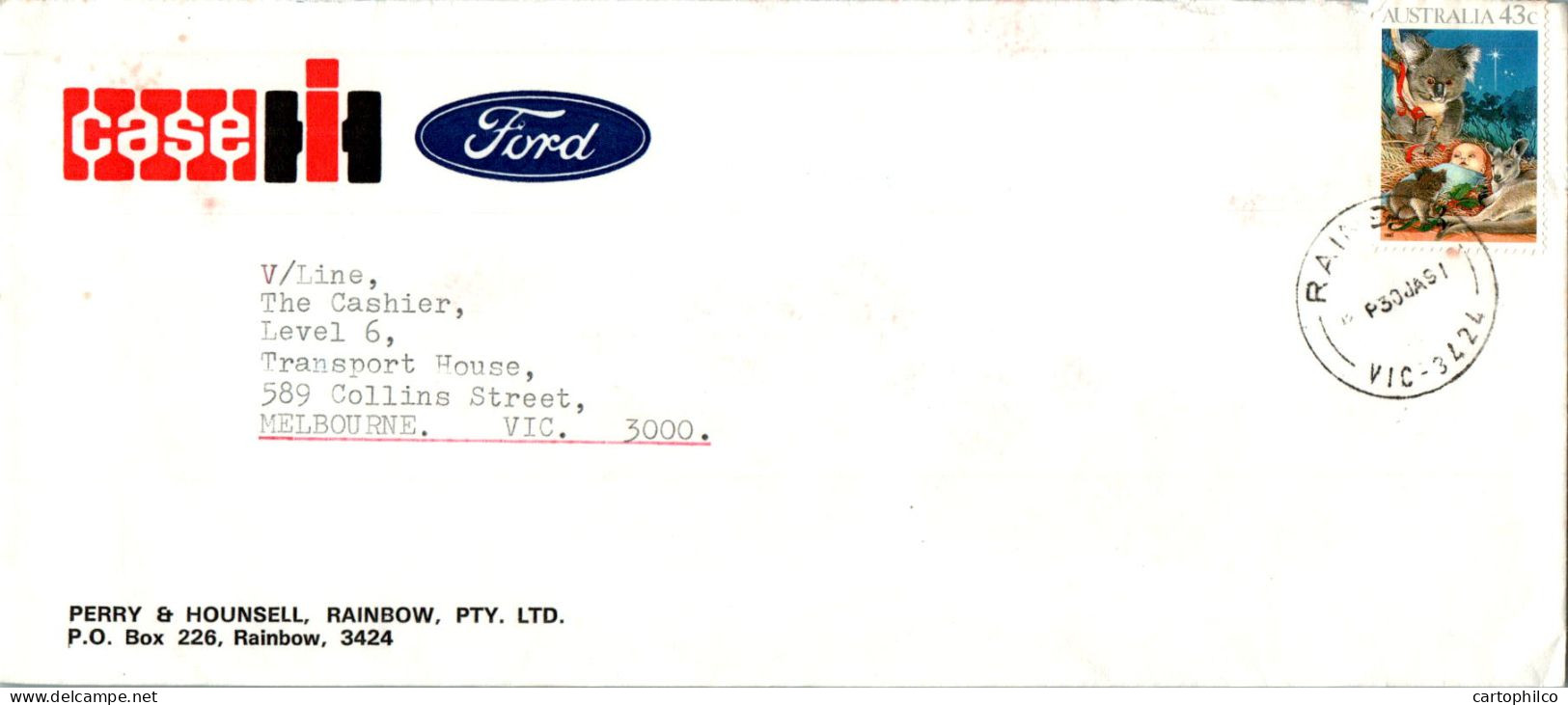 Australia Cover Koala Kangaroo Case Ford Automotive To Melbourne - Lettres & Documents