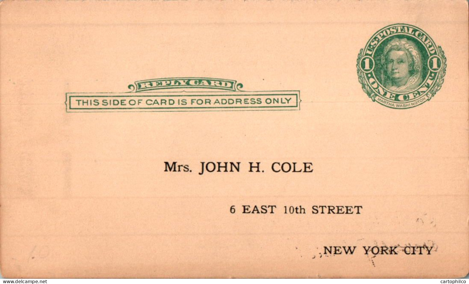 US Postal Stationery 1c John H Coole New York - 1901-20