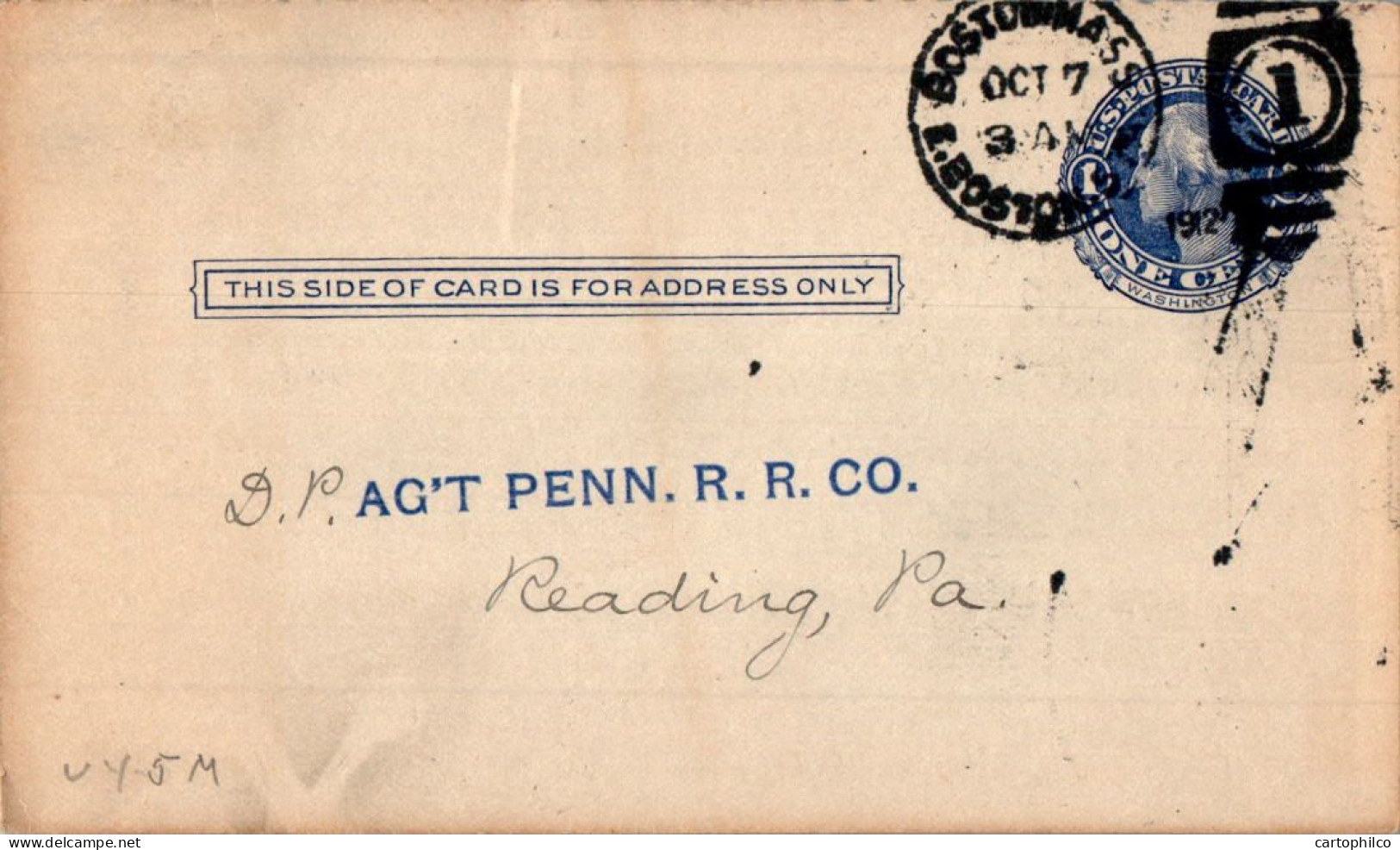 US Postal Stationery 1c To Reading - 1901-20