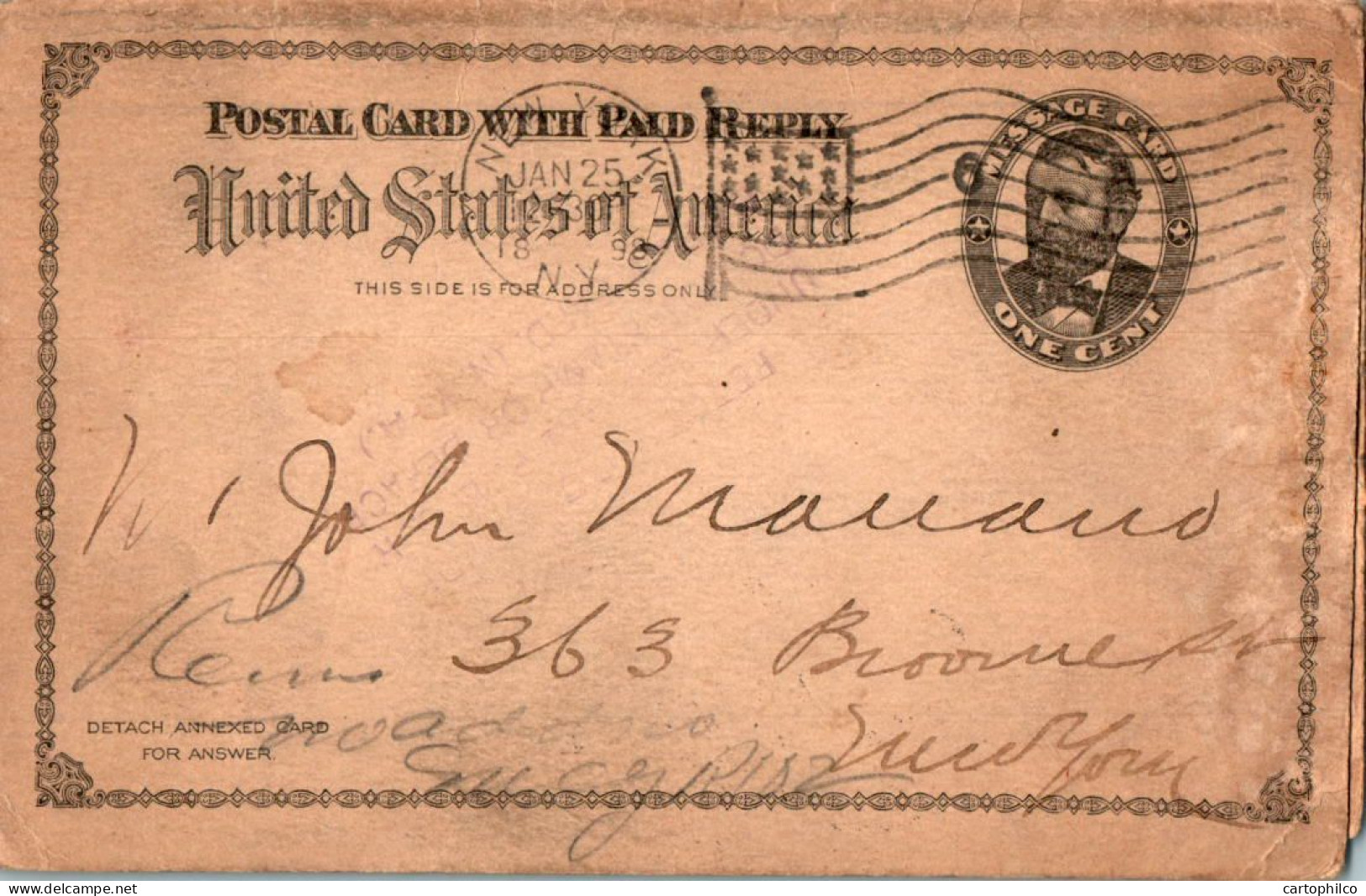 US Postal Stationery 1c New York 1898  - ...-1900