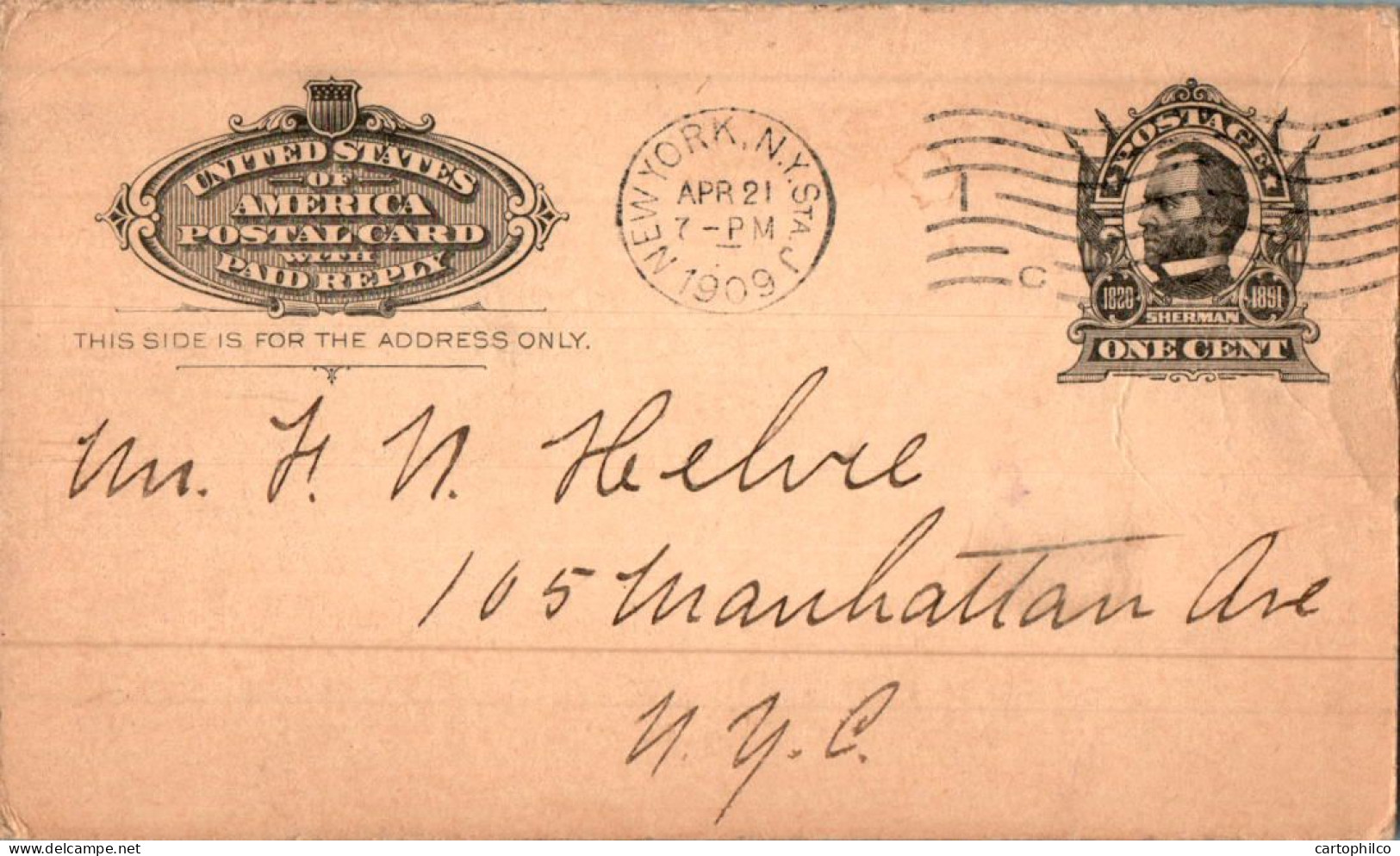 US Postal Stationery 1c New York 1909  - ...-1900