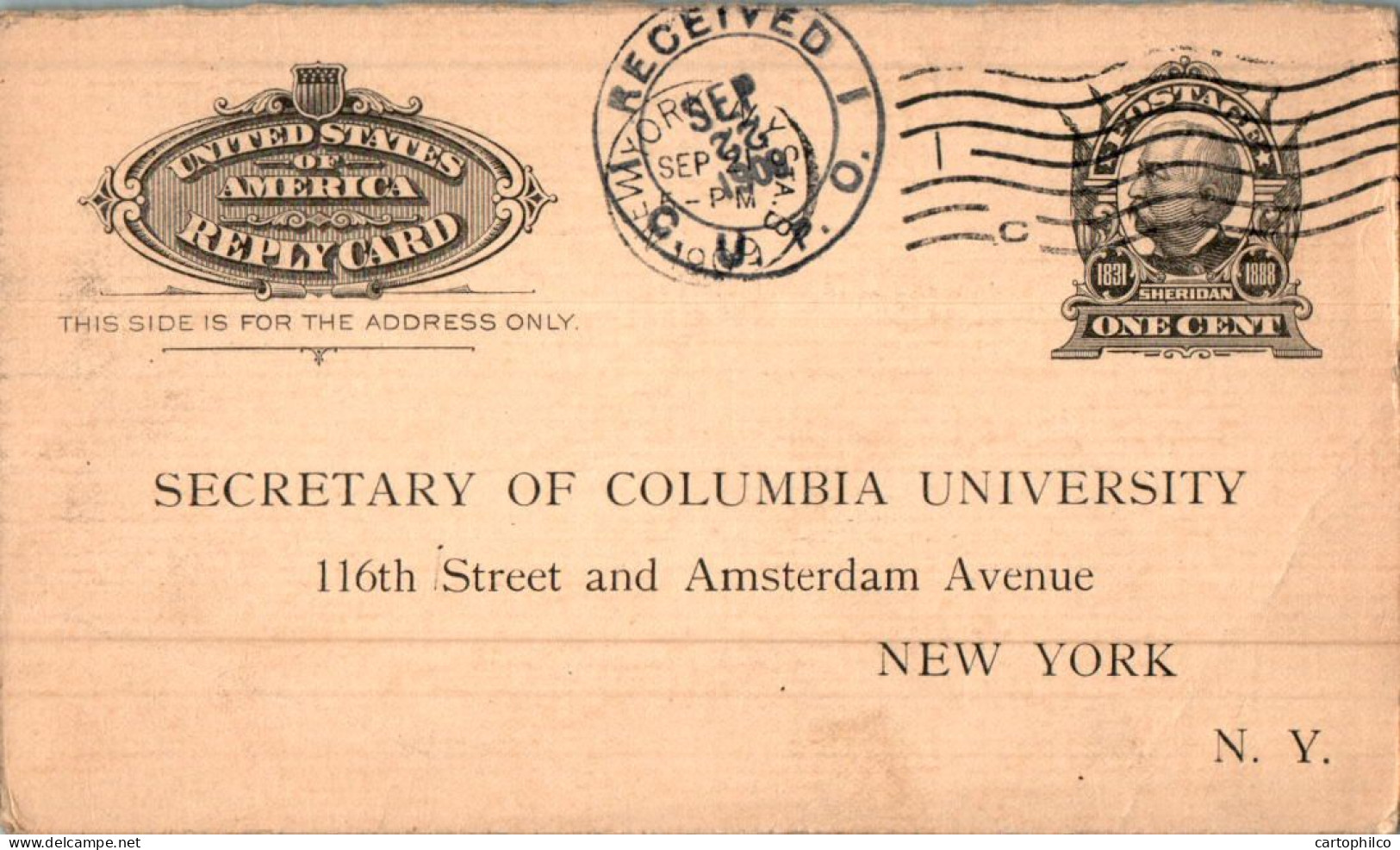 US Postal Stationery 1c Columbia University New York - ...-1900