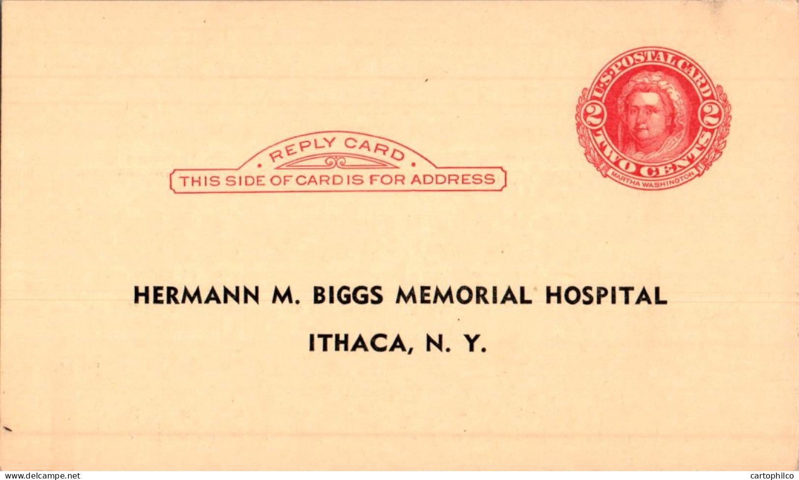 US Postal Stationery 2c Hermann Biggs Memorial Hospital Ithaca NY - 1941-60