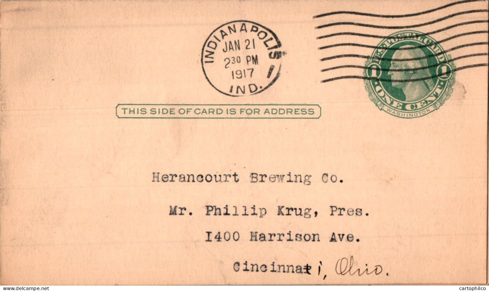 US Postal Stationery Indianapolis 1917 Water Pumping Ad - 1901-20