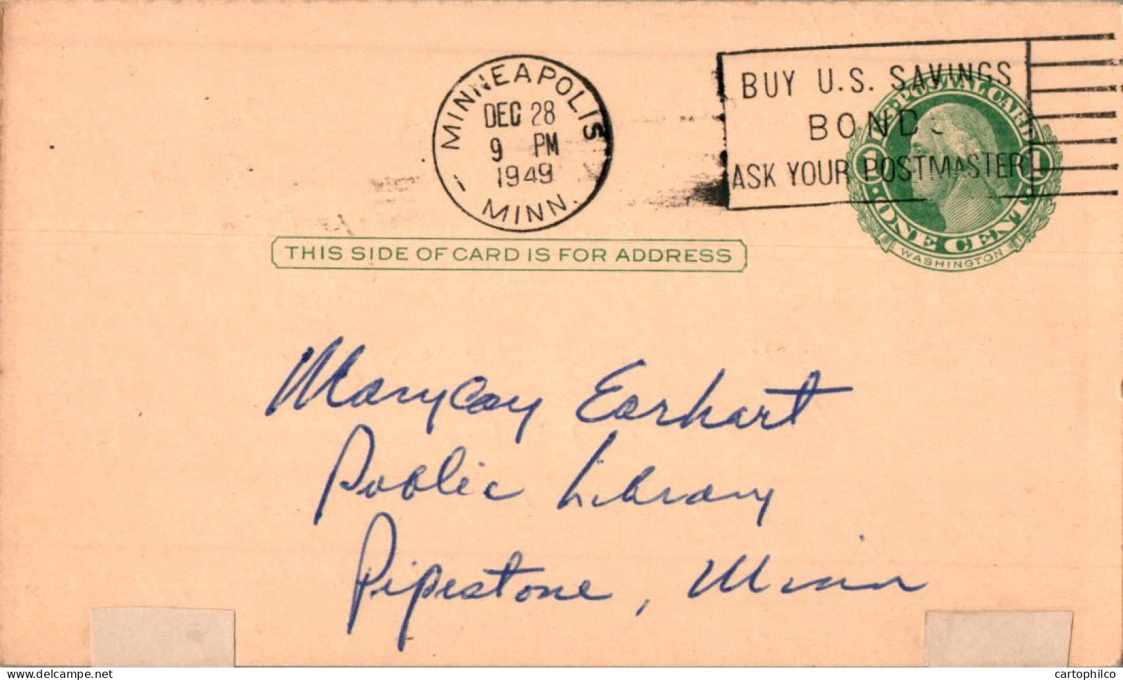 US Postal Stationery 1c Minneapolis To Pipestone Min 1949 - 1941-60