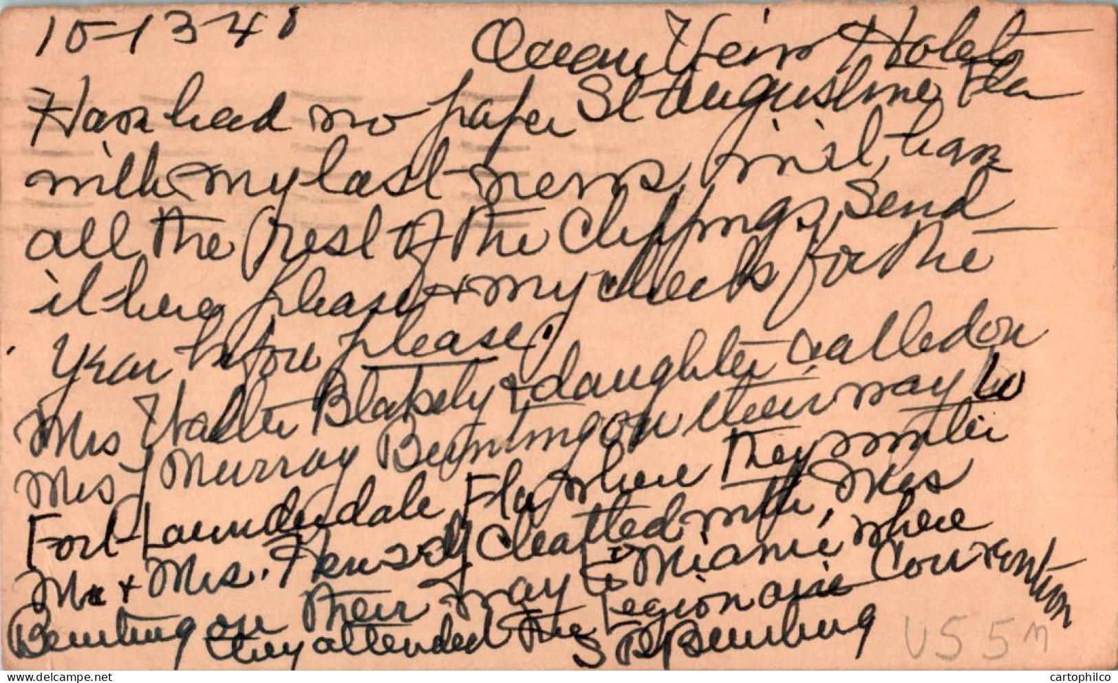 US Postal Stationery 1c Saint Augustine 1948 To New Jersey - 1921-40