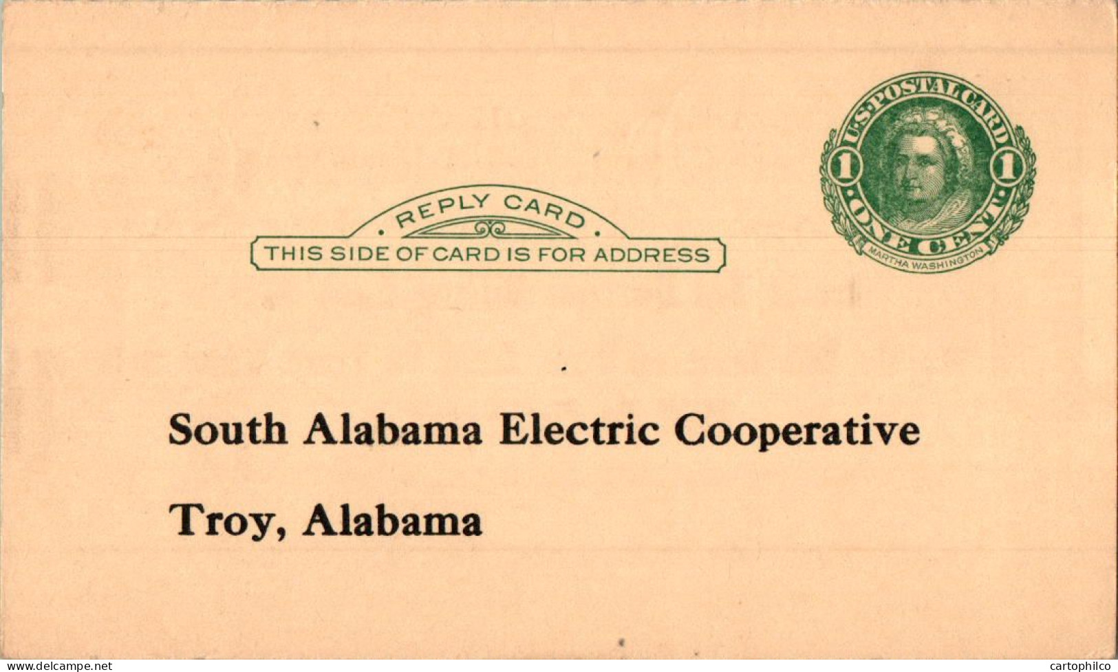 US Postal Stationery 1c South Alabama Electric Cooperative Troy  - 1921-40